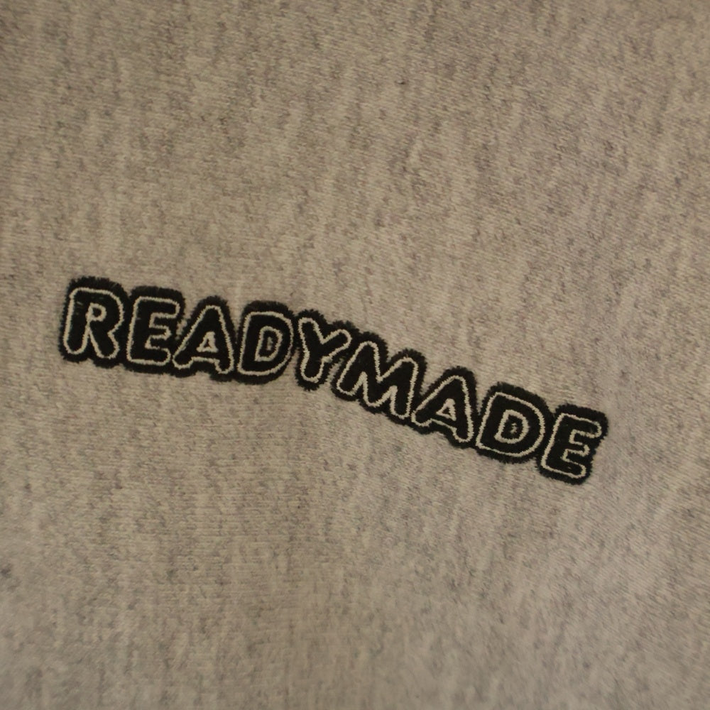 READY MADE(レディメイド) 24AW BIG HOODIE LOGO RE-CO-GY-00-00-285 ロゴ刺繍フーディ プルオーバースウェットパーカー グレー