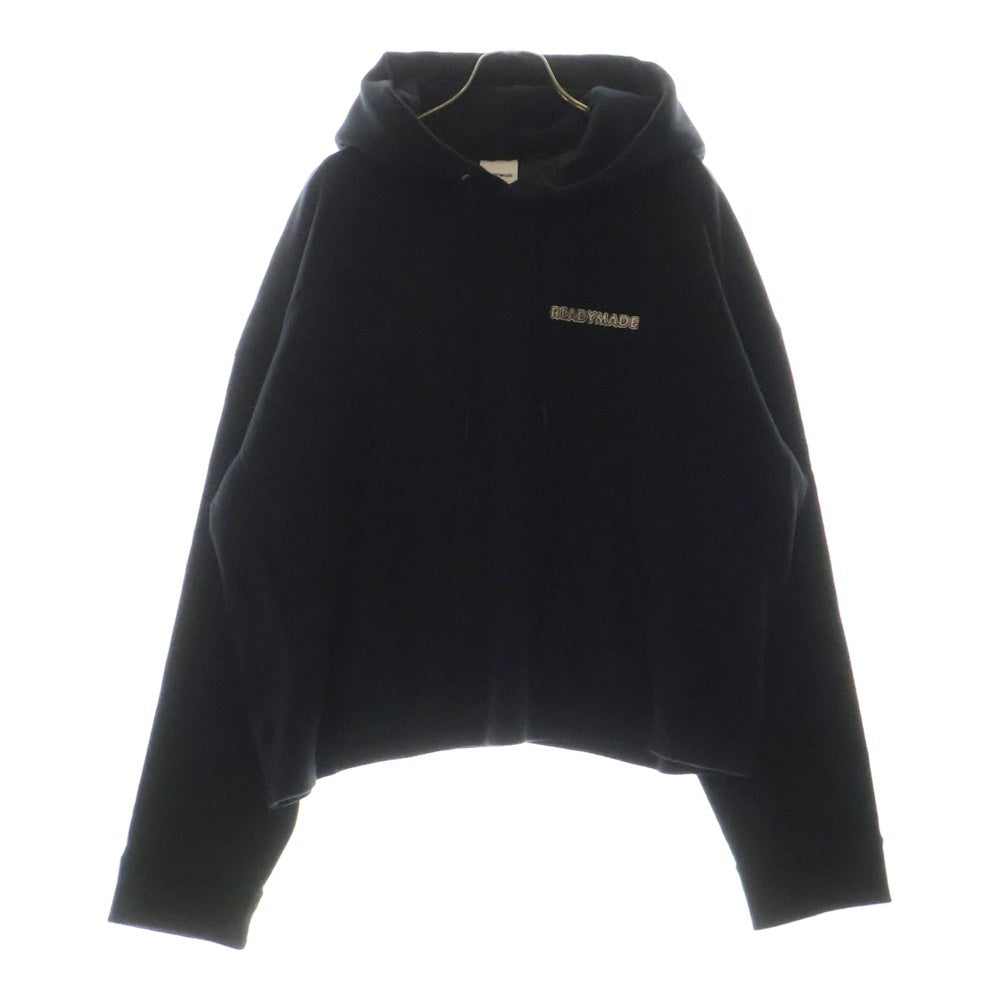 READY MADE(レディメイド) 24AW BIG HOODIE LOGO RE-CO-BK-00-00-285 ロゴ刺繍フーディ プルオーバースウェットパーカー ブラック