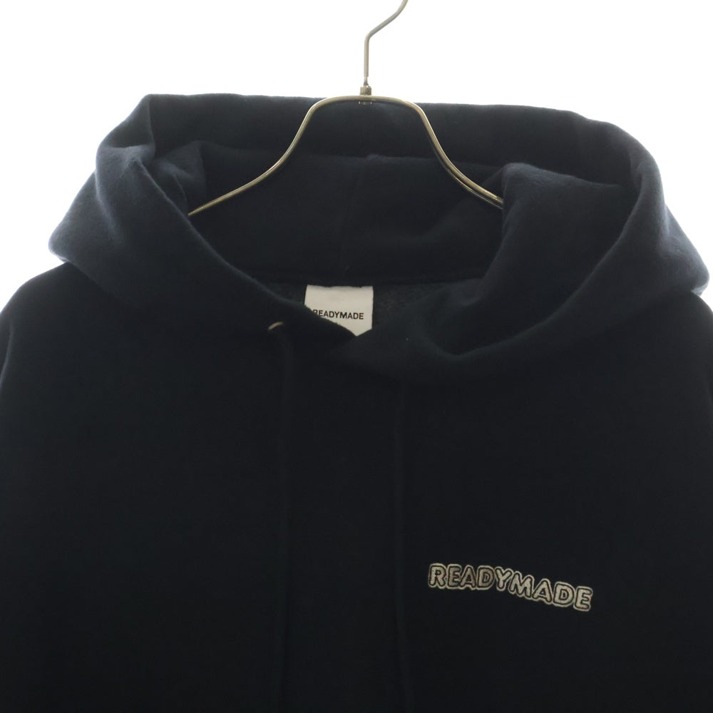 READY MADE(レディメイド) 24AW BIG HOODIE LOGO RE-CO-BK-00-00-285 ロゴ刺繍フーディ プルオーバースウェットパーカー ブラック