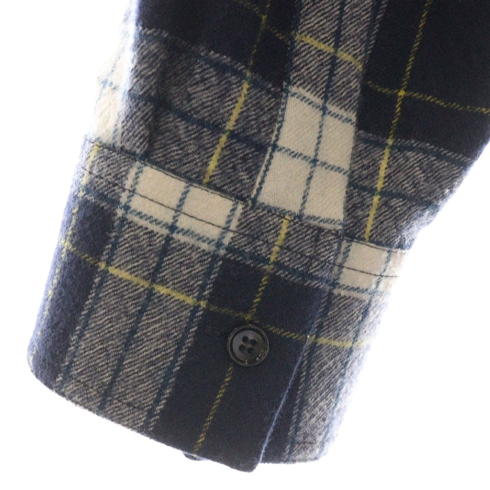 CELINE(セリーヌ) 21AW Check Wool Oversized Shirts 2C555198O チェック柄 オーバーサイズ 長袖ウールシャツ ネイビー