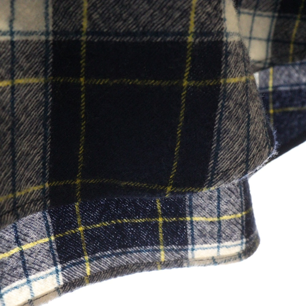 CELINE(セリーヌ) 21AW Check Wool Oversized Shirts 2C555198O チェック柄 オーバーサイズ 長袖ウールシャツ ネイビー