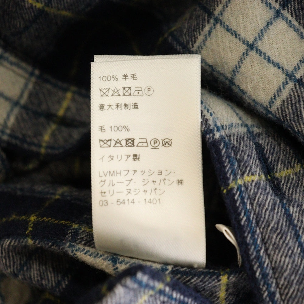 CELINE(セリーヌ) 21AW Check Wool Oversized Shirts 2C555198O チェック柄 オーバーサイズ 長袖ウールシャツ ネイビー