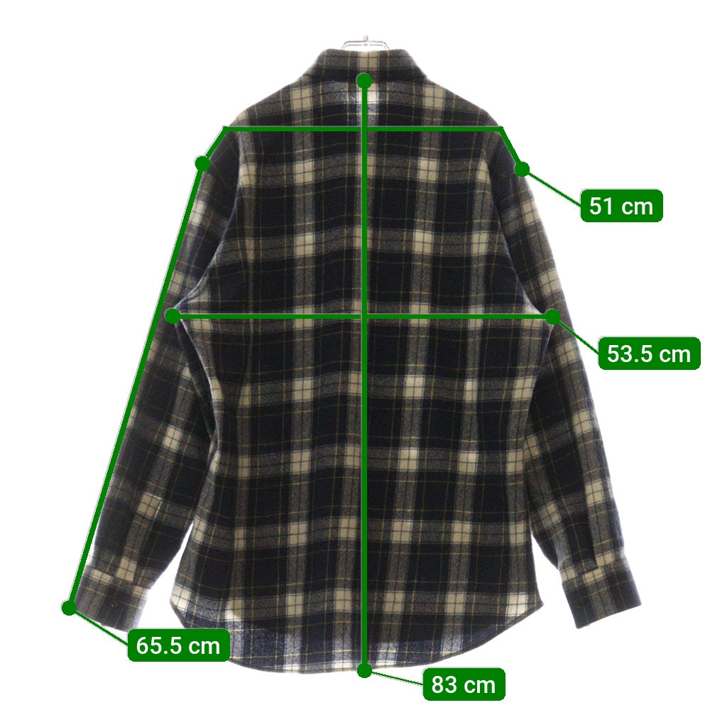 CELINE(セリーヌ) 21AW Check Wool Oversized Shirts 2C555198O チェック柄 オーバーサイズ 長袖ウールシャツ ネイビー