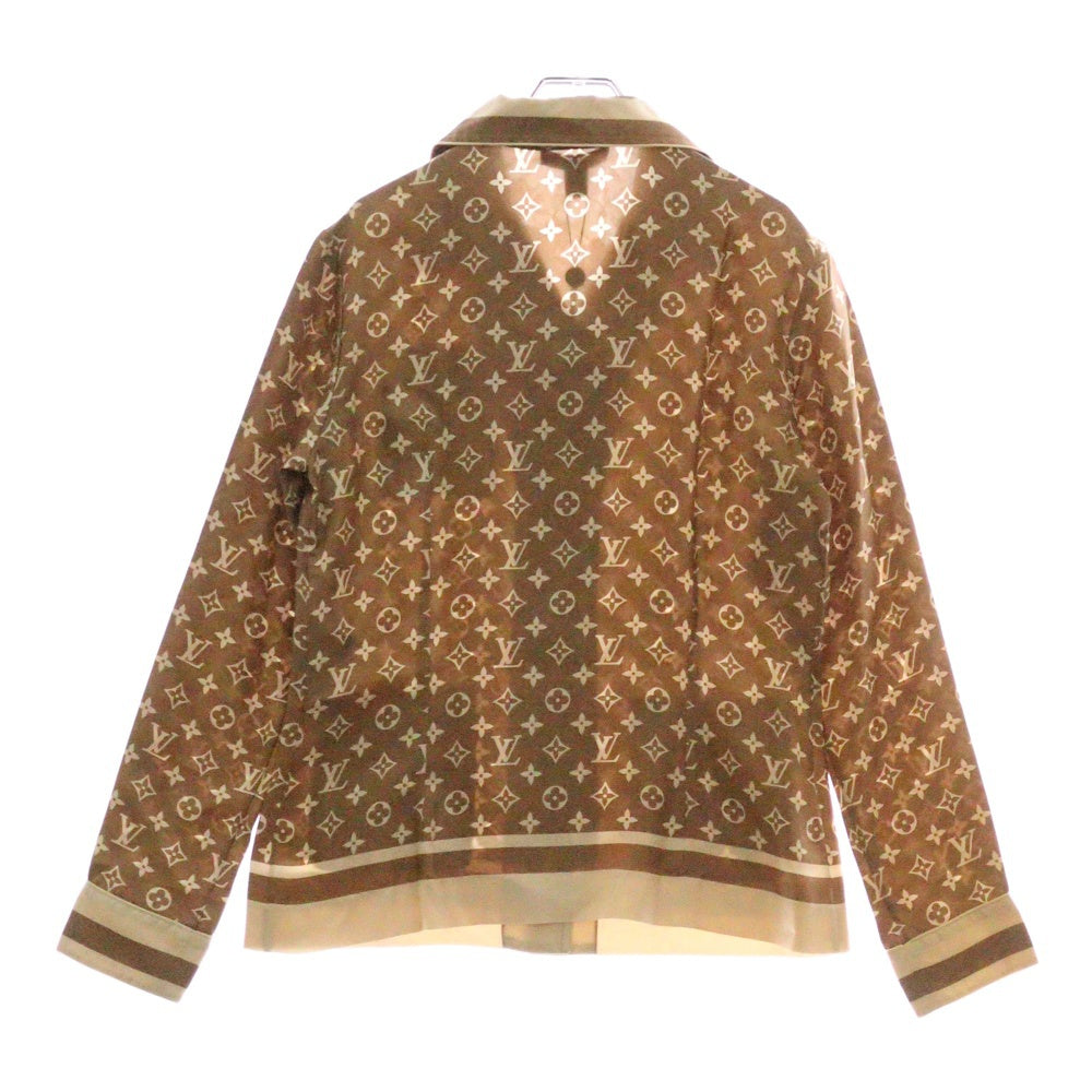 LOUIS VUITTON(ルイヴィトン) 22AW L/S Pajama Shirt W/Pocket RW231D TR0 FOTP06 モノグラム フロントポケット シルク長袖パジャマシャツ ベージュ/クリーム