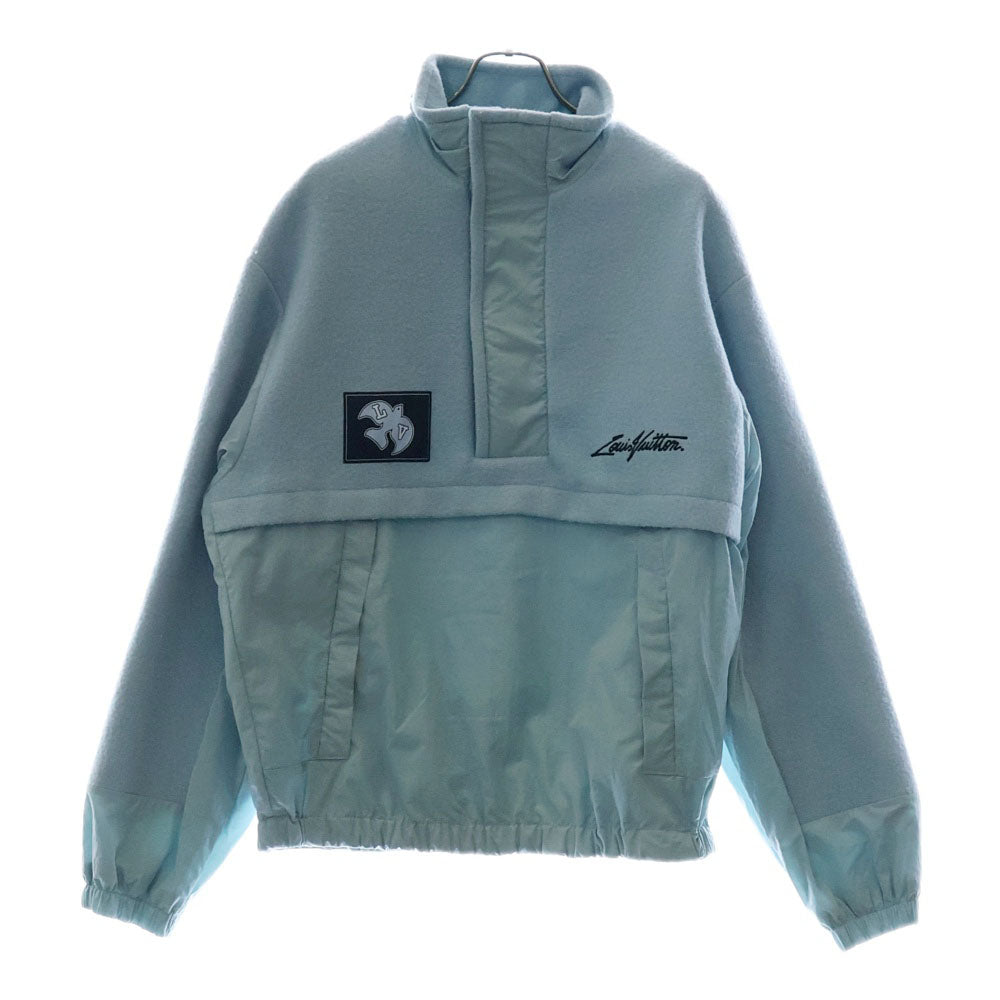 LOUIS VUITTON(ルイヴィトン) 23SS Mix Material Anorak Blouson RM2319 TL1 HOB09W ミックス マテリアルアノラックブルゾン ハーフジップナイロン切り替えジャケット ブルー