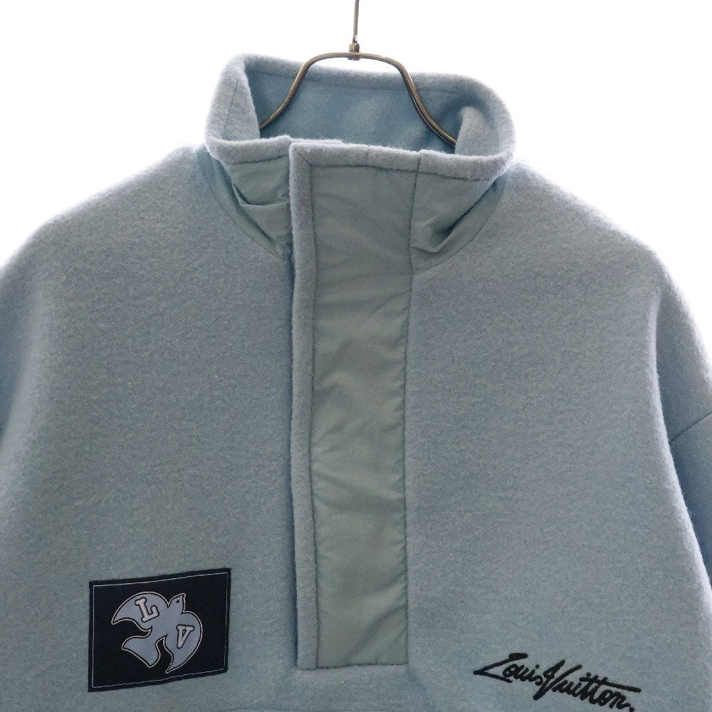 LOUIS VUITTON(ルイヴィトン) 23SS Mix Material Anorak Blouson RM2319 TL1 HOB09W ミックス マテリアルアノラックブルゾン ハーフジップナイロン切り替えジャケット ブルー