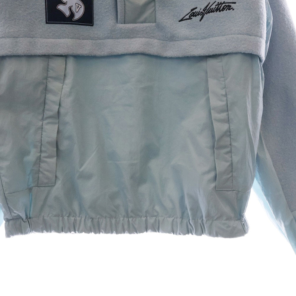 LOUIS VUITTON(ルイヴィトン) 23SS Mix Material Anorak Blouson RM2319 TL1 HOB09W ミックス マテリアルアノラックブルゾン ハーフジップナイロン切り替えジャケット ブルー