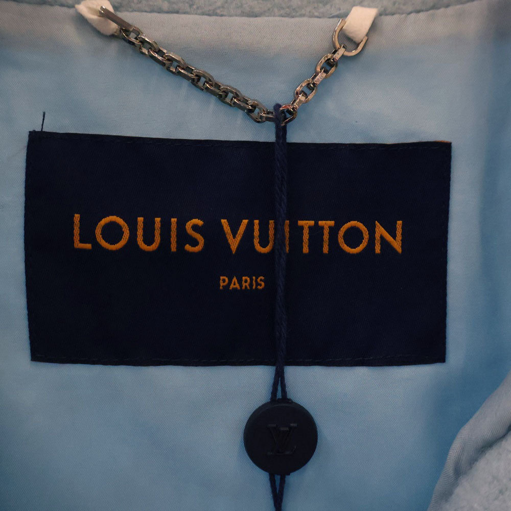 LOUIS VUITTON(ルイヴィトン) 23SS Mix Material Anorak Blouson RM2319 TL1 HOB09W ミックス マテリアルアノラックブルゾン ハーフジップナイロン切り替えジャケット ブルー