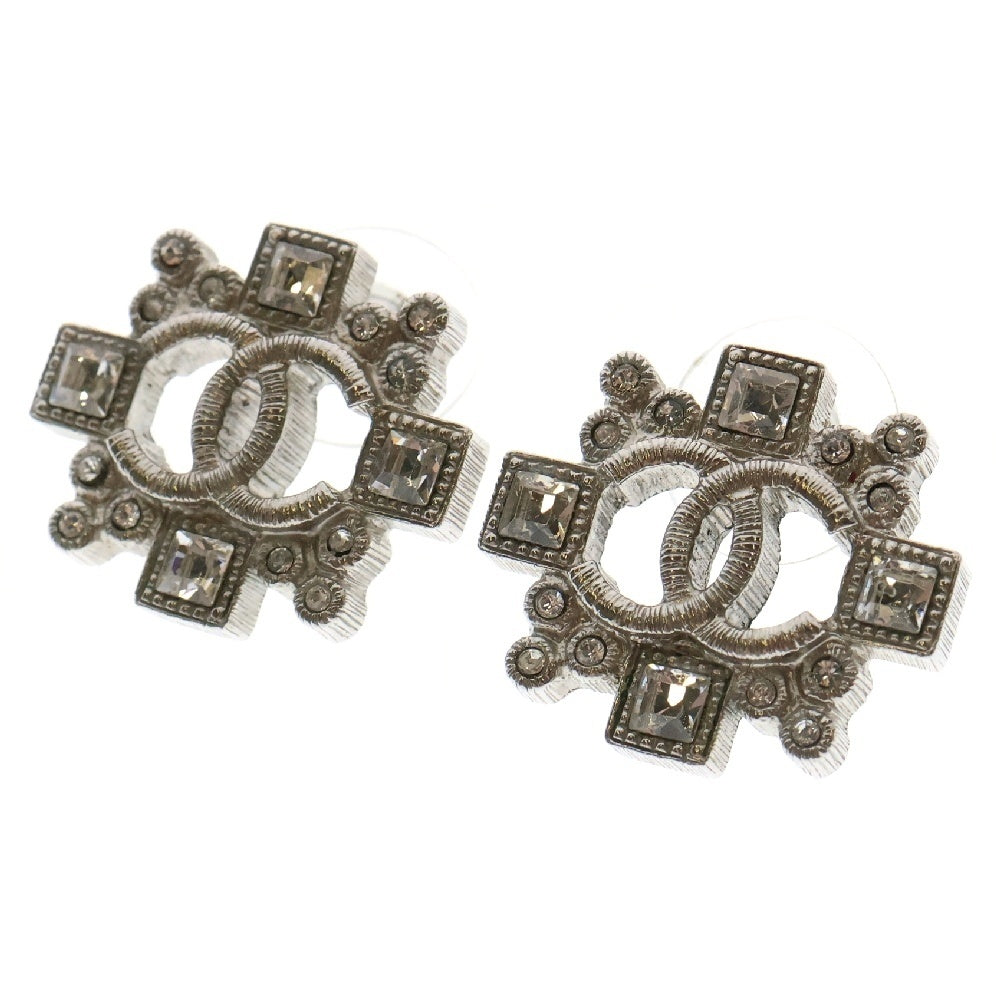 CHANEL(シャネル) ココマーク ビジューラインストーンピアス シルバー レディース