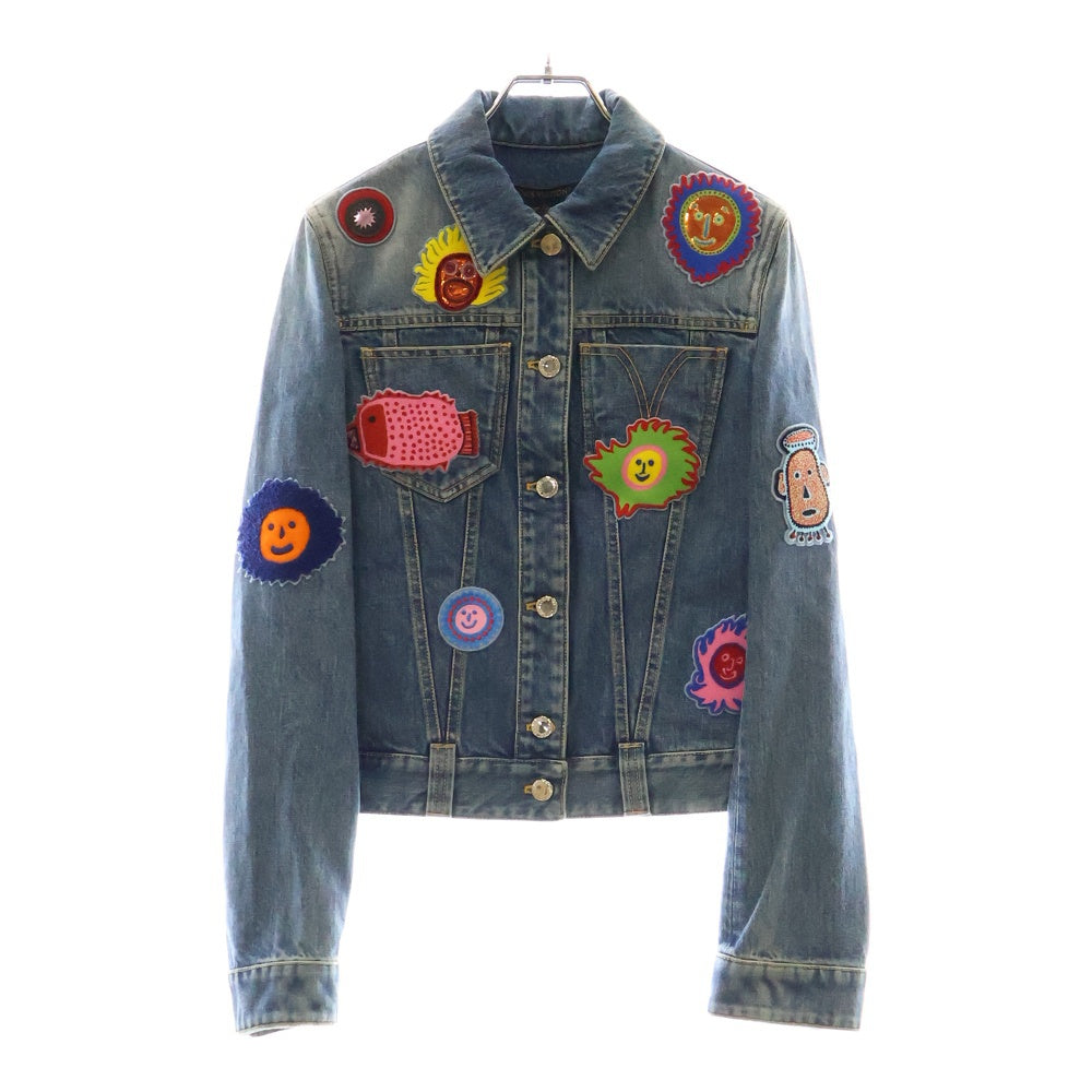 LOUIS VUITTON(ルイヴィトン) 23AW ×YK Faces Leather Patch Denim Jacket RW232J GM1 FOJA53 ×草間彌生 マルチワッペンデニムジャケット インディゴ レディース