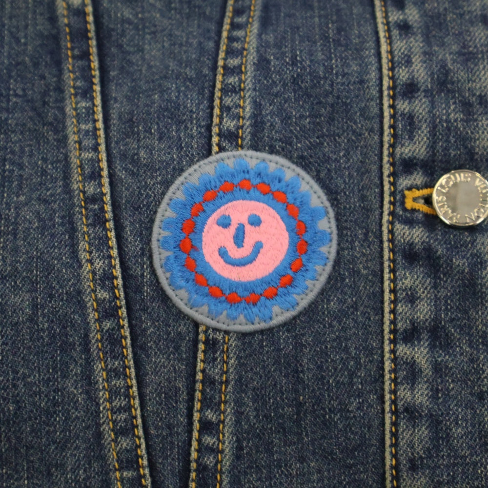 LOUIS VUITTON(ルイヴィトン) 23AW ×YK Faces Leather Patch Denim Jacket RW232J GM1 FOJA53 ×草間彌生 マルチワッペンデニムジャケット インディゴ レディース