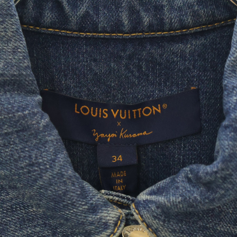 LOUIS VUITTON(ルイヴィトン) 23AW ×YK Faces Leather Patch Denim Jacket RW232J GM1 FOJA53 ×草間彌生 マルチワッペンデニムジャケット インディゴ レディース
