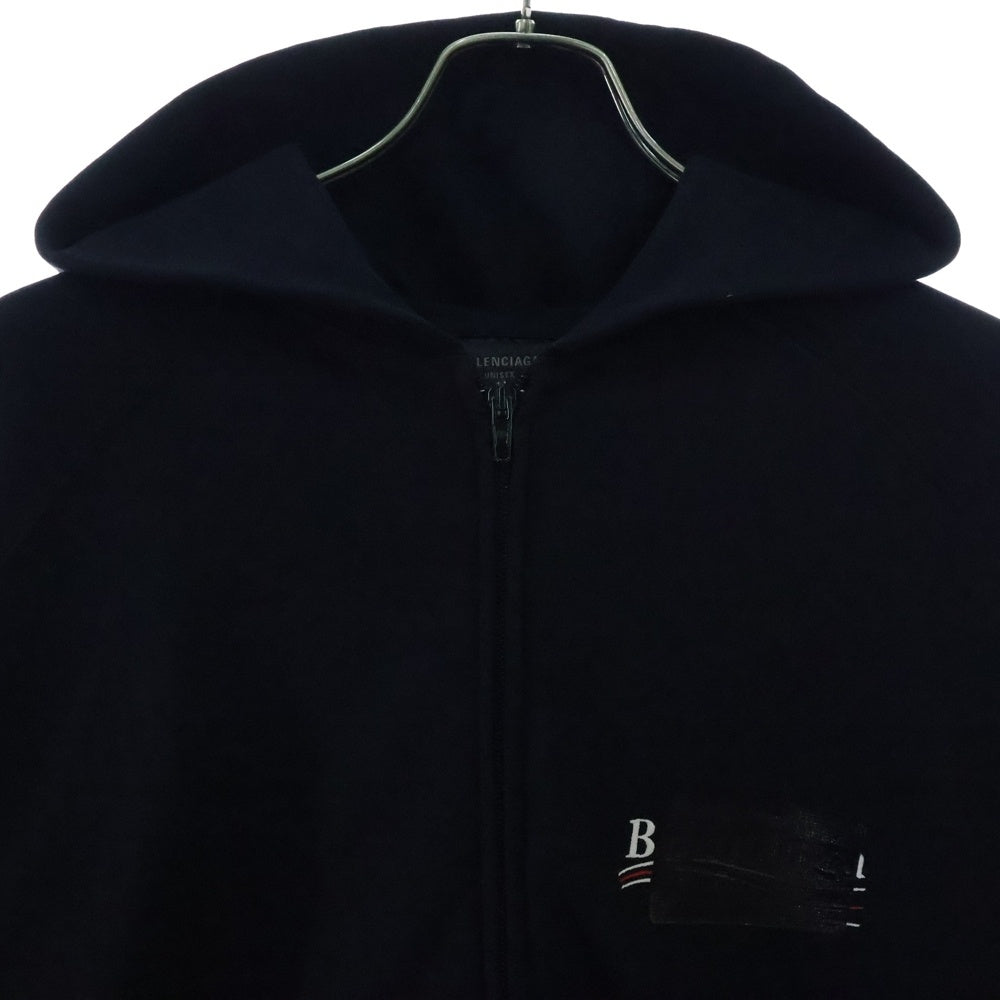 BALENCIAGA(バレンシアガ) 22AW GAFFER HOODIE 72045 TNVG2 キャンペーンロゴジップアップスウェットパーカー ブラック
