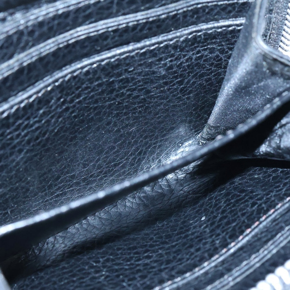 CHROME HEARTS(クロムハーツ) 3 SIDE ZIP 3サイドジップ サイドピラミッドスタッズ レザーウォレット財布 ブラック/シルバー 国内インボイス付
