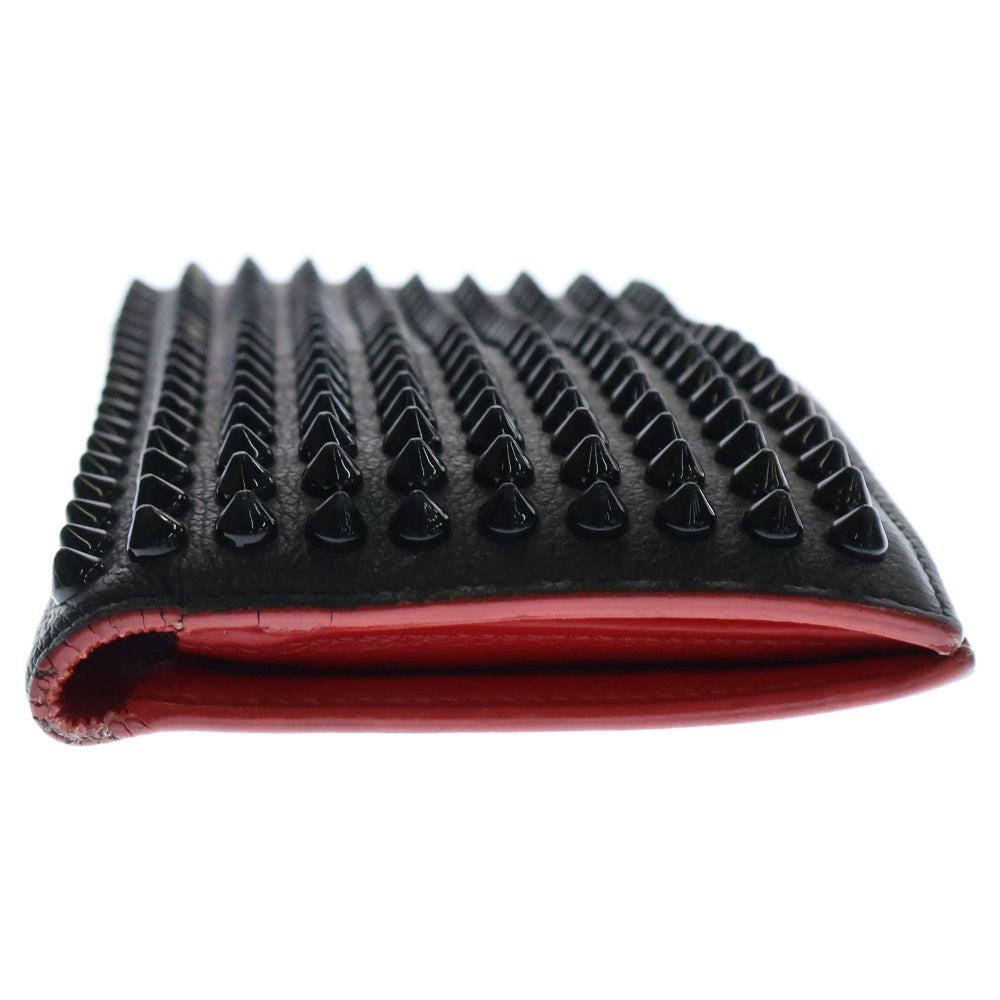 CHRISTIAN LOUBOUTIN(クリスチャンルブタン) Naxos Wallet 3165049 ナクソス ウォレット スタッズ スパイク 長財布 二つ折り財布 ブラック/レッド