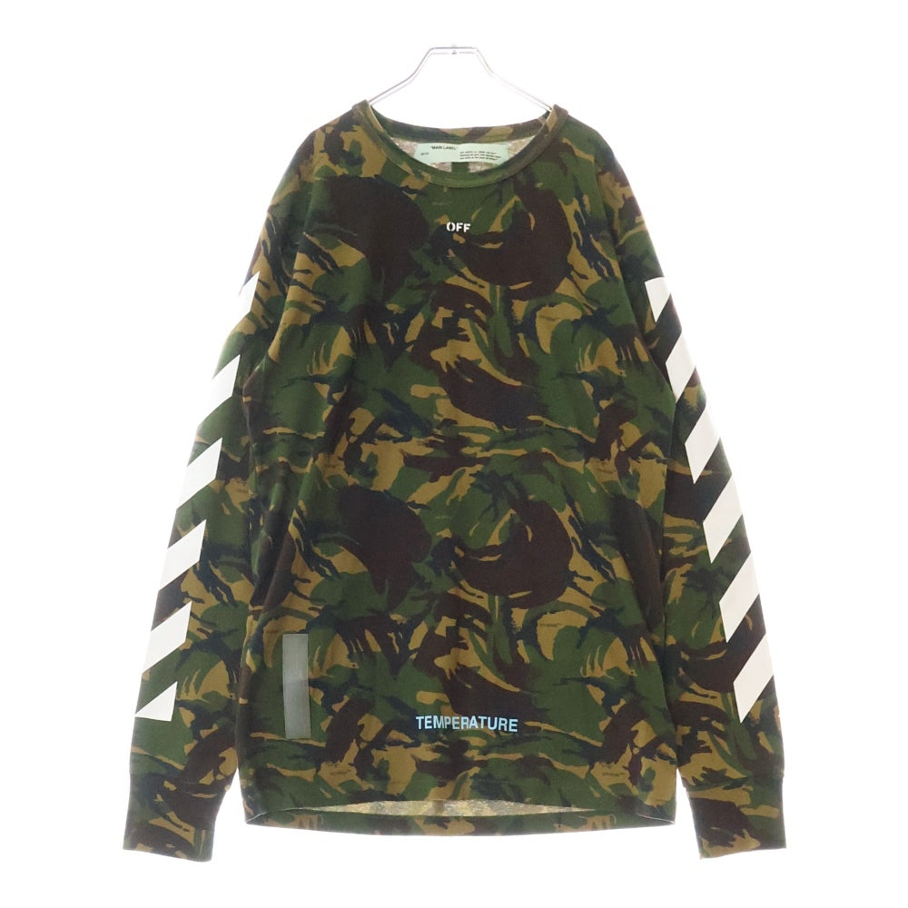 OFF-WHITE(オフホワイト) プリント カモ柄 クルーネック 長袖Tシャツ マルチ OMAB001S18878012