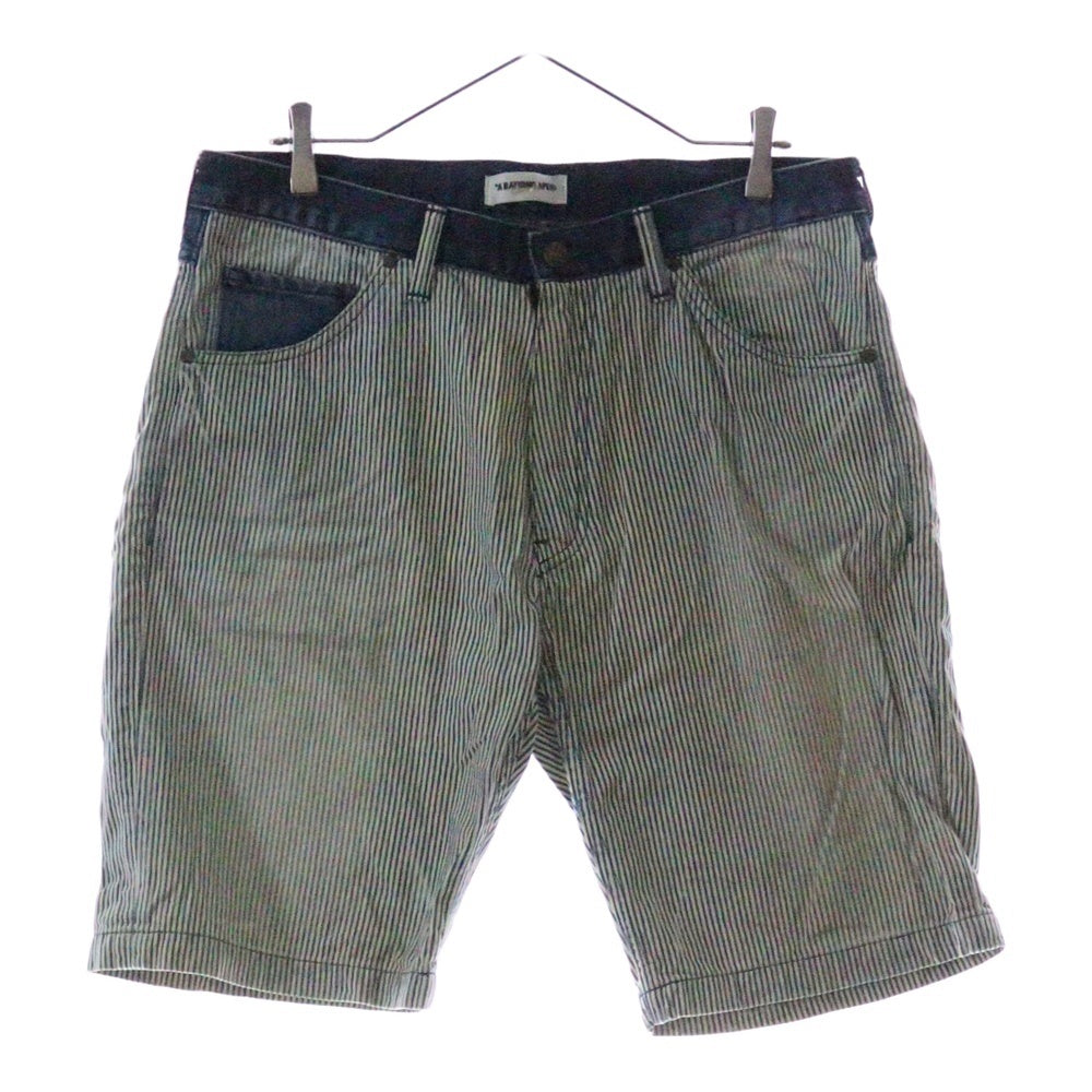 A BATHING APE(アベイシングエイプ) ストライプ デニムショーツ ブルー