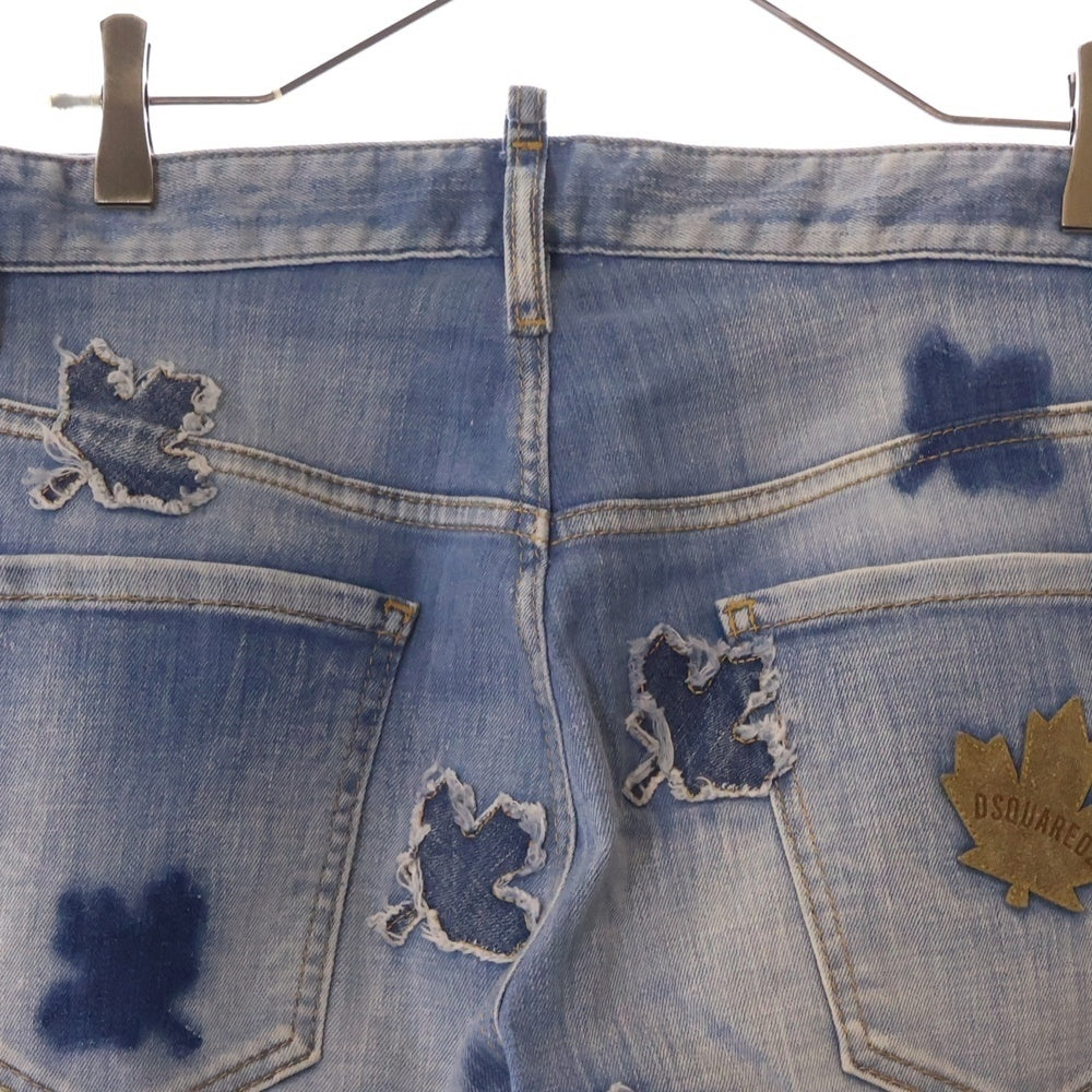 DSQUARED2(ディースクエアード) 22AW ALL OVER PATCHED LEAF ROADIE FIT DENIMS S74LB1139 S30342 リーフパッチ ストレートデニムパンツ ジーンズ インディゴ