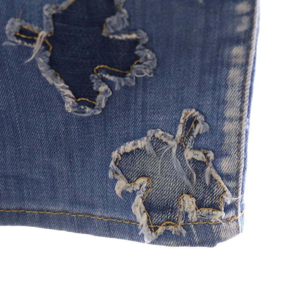 DSQUARED2(ディースクエアード) 22AW ALL OVER PATCHED LEAF ROADIE FIT DENIMS S74LB1139 S30342 リーフパッチ ストレートデニムパンツ ジーンズ インディゴ
