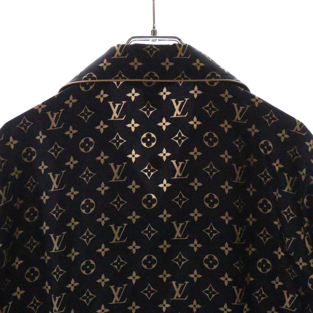 LOUIS VUITTON(ルイヴィトン) 23SS L/S Pajama Shirt RW231W PR0 FOBL06 モノグラム シルク長袖シャツ レディース ブラック/ベージュ