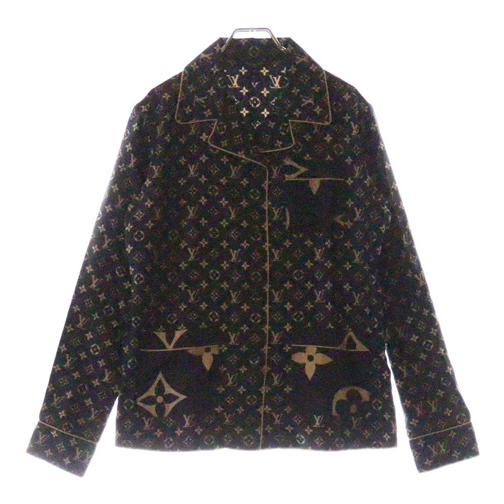 LOUIS VUITTON(ルイヴィトン) 23SS L/S Pajama Shirt RW231W PR0 FOBL06 モノグラム シルク長袖シャツ レディース ブラック/ベージュ