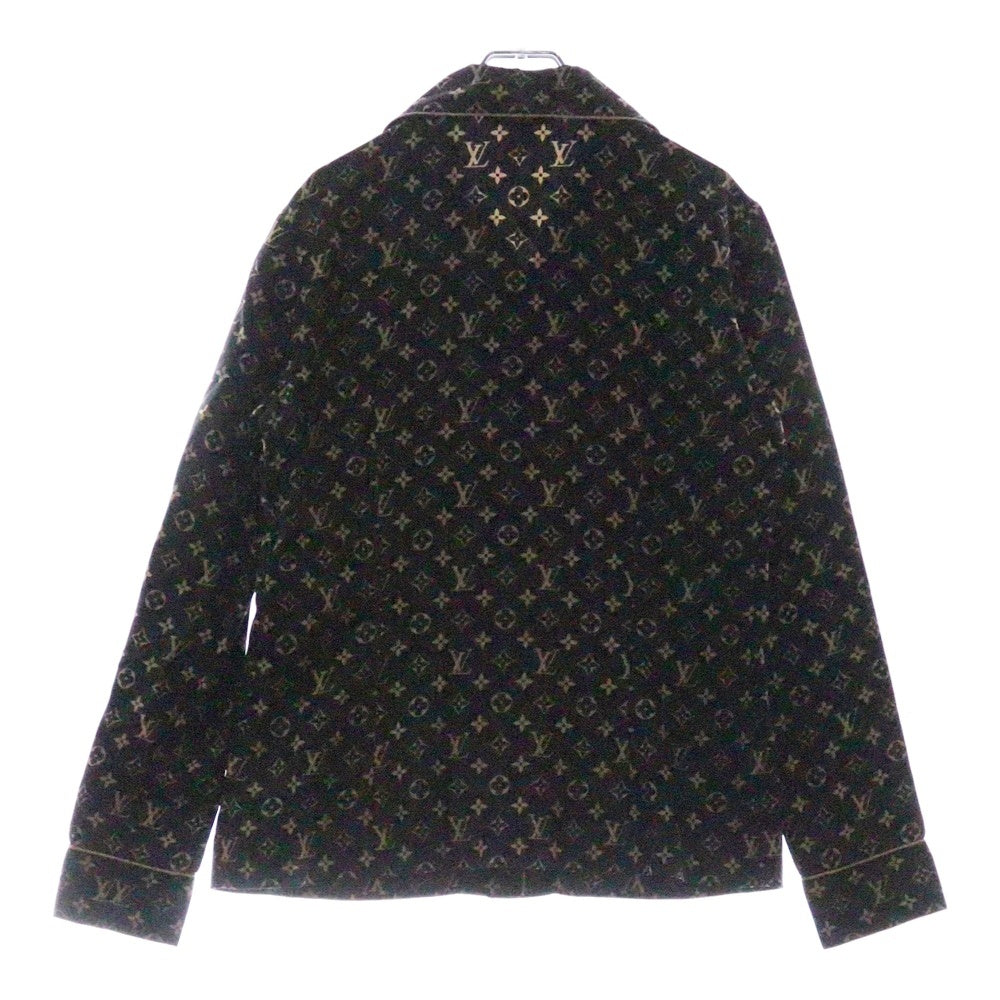 LOUIS VUITTON(ルイヴィトン) 23SS L/S Pajama Shirt RW231W PR0 FOBL06 モノグラム シルク長袖シャツ レディース ブラック/ベージュ