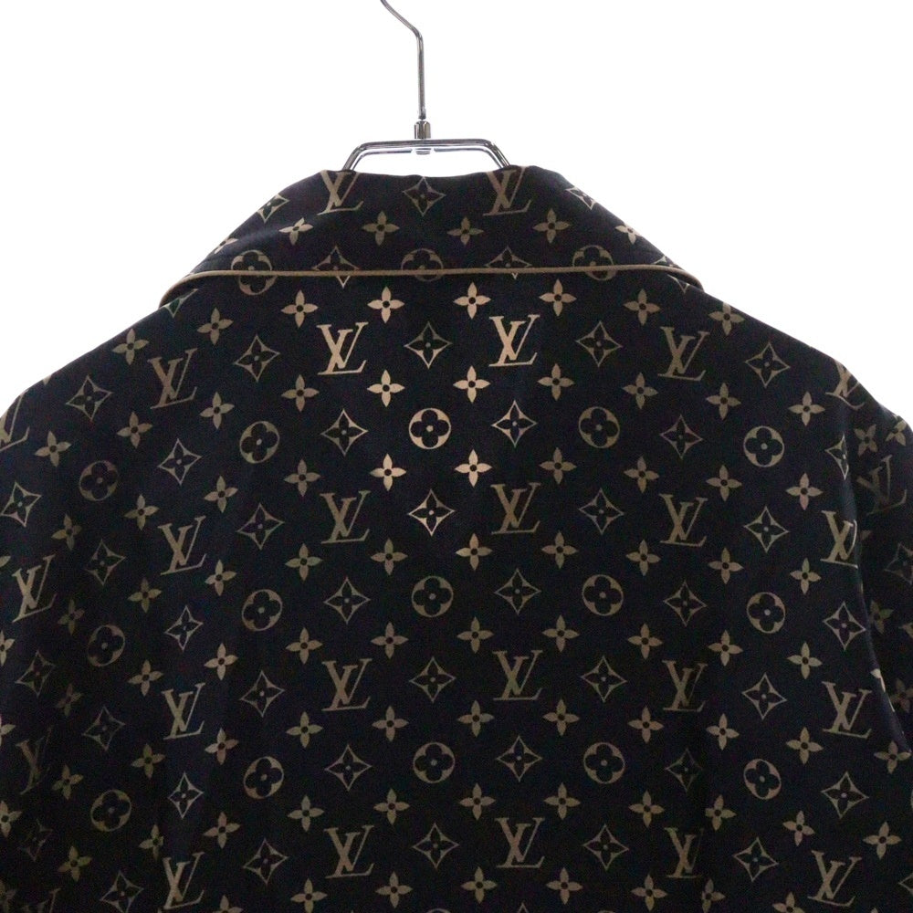 LOUIS VUITTON(ルイヴィトン) 23SS L/S Pajama Shirt RW231W PR0 FOBL06 モノグラム シルク長袖シャツ レディース ブラック/ベージュ