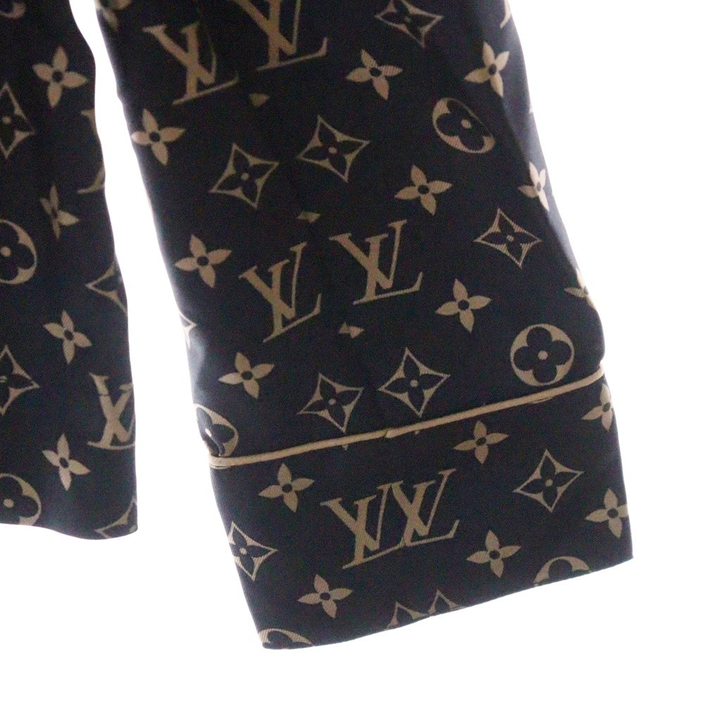 LOUIS VUITTON(ルイヴィトン) 23SS L/S Pajama Shirt RW231W PR0 FOBL06 モノグラム シルク長袖シャツ レディース ブラック/ベージュ