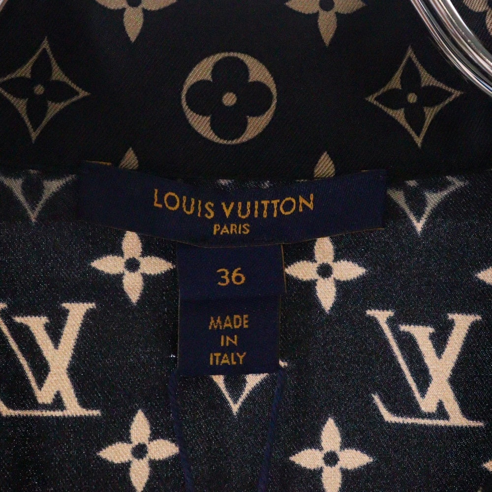 LOUIS VUITTON(ルイヴィトン) 23SS L/S Pajama Shirt RW231W PR0 FOBL06 モノグラム シルク長袖シャツ レディース ブラック/ベージュ