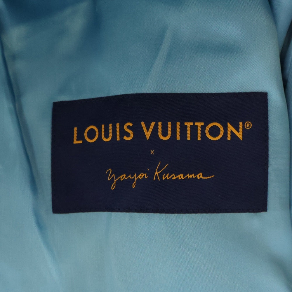 LOUIS VUITTON(ルイヴィトン) 23AW ×YK Embroidered Faces Varsity Blouson RM232H VN6 HOL30E ×草間彌生 パッチワーク バーシティレザー切り替えジャケット スタジャン ブルー/ホワイト