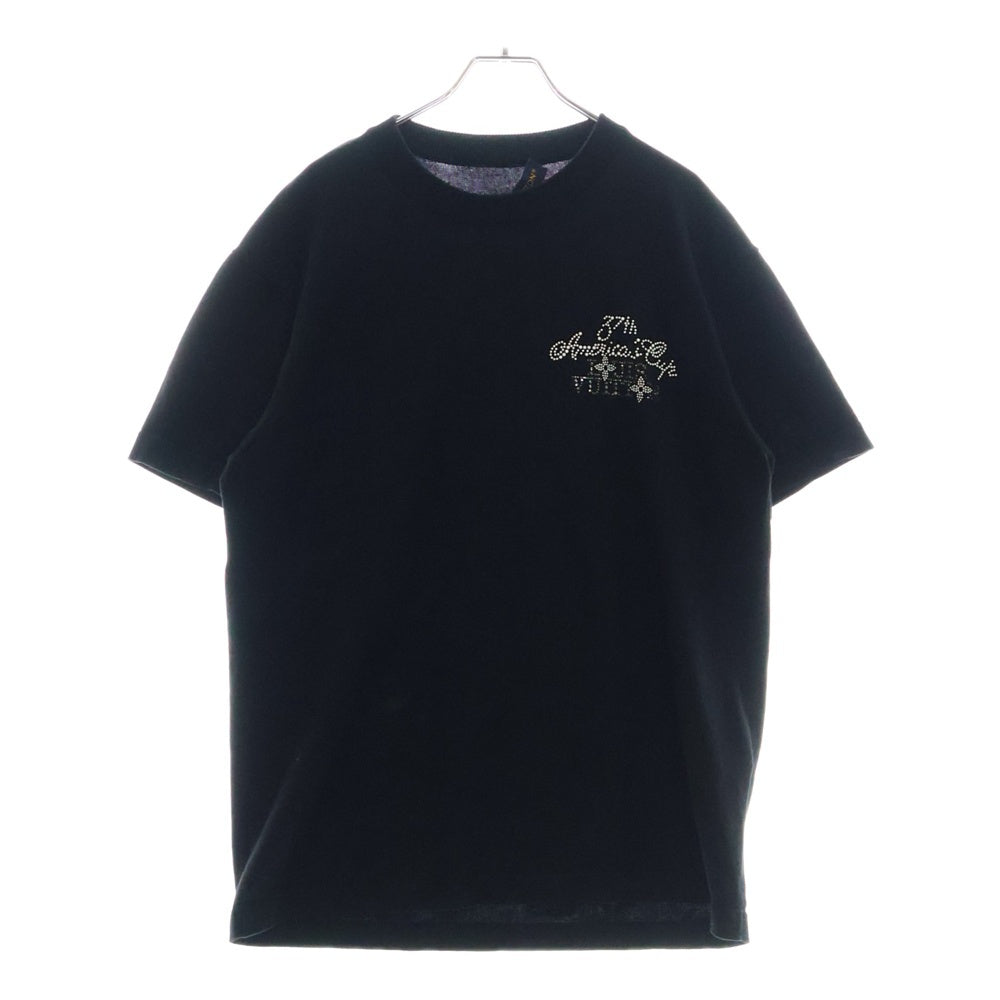 LOUIS VUITTON(ルイヴィトン) 24AW Embellished Short-Sleeved Cotton Crewneck T-shirt 1AFVSA アメリカズカップ エンベリッシュド ラインストーンTシャツ 半袖カットソー ブラック