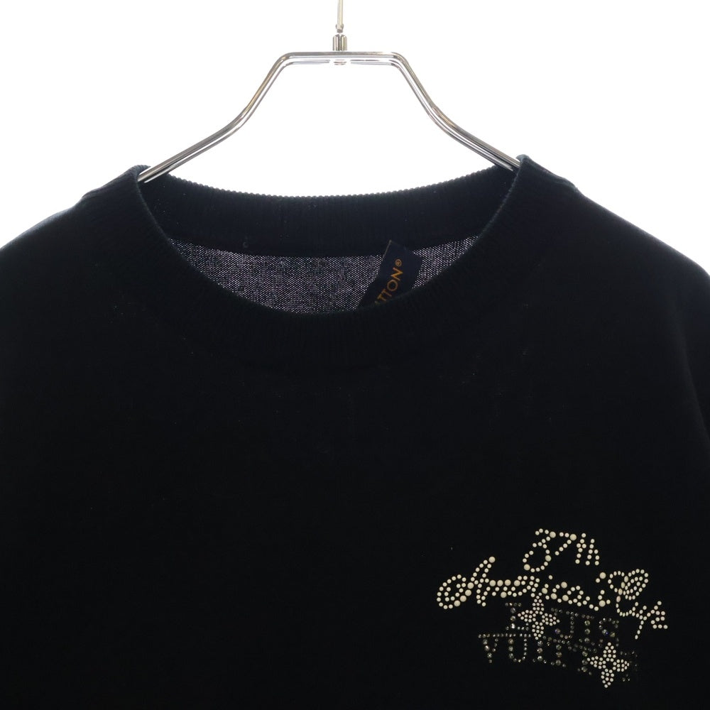 LOUIS VUITTON(ルイヴィトン) 24AW Embellished Short-Sleeved Cotton Crewneck T-shirt 1AFVSA アメリカズカップ エンベリッシュド ラインストーンTシャツ 半袖カットソー ブラック