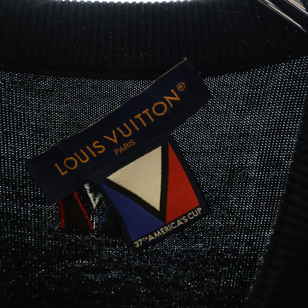 LOUIS VUITTON(ルイヴィトン) 24AW Embellished Short-Sleeved Cotton Crewneck T-shirt 1AFVSA アメリカズカップ エンベリッシュド ラインストーンTシャツ 半袖カットソー ブラック