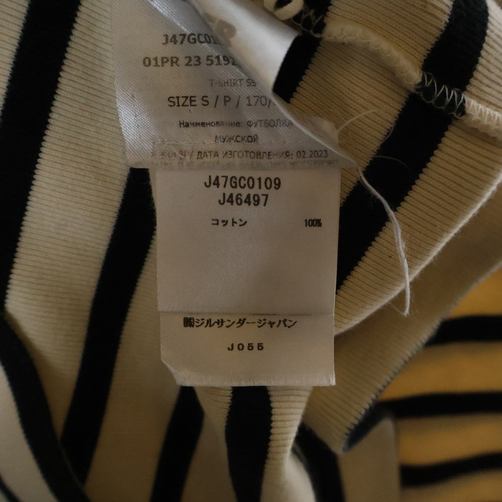 JIL SANDER +(ジルサンダープラス) バックロゴ ボーダー 半袖カットソー Tシャツ ブラック/ベージュ J47GC0109 J46497