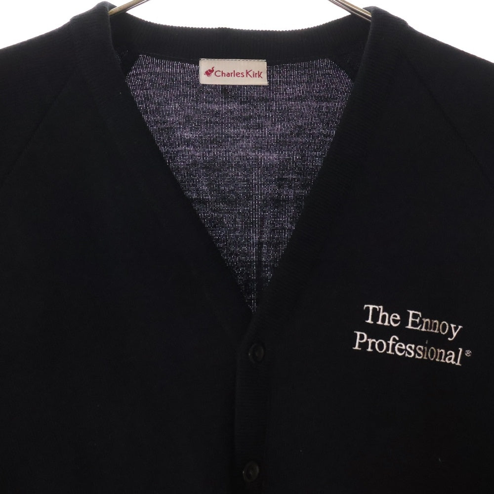 The Ennoy Professional(エンノイプロフェッショナル) 22AW ×CHARLES KIRK チャールズカーク ロゴ刺繍 アクリル ニット カーディガン ブラック