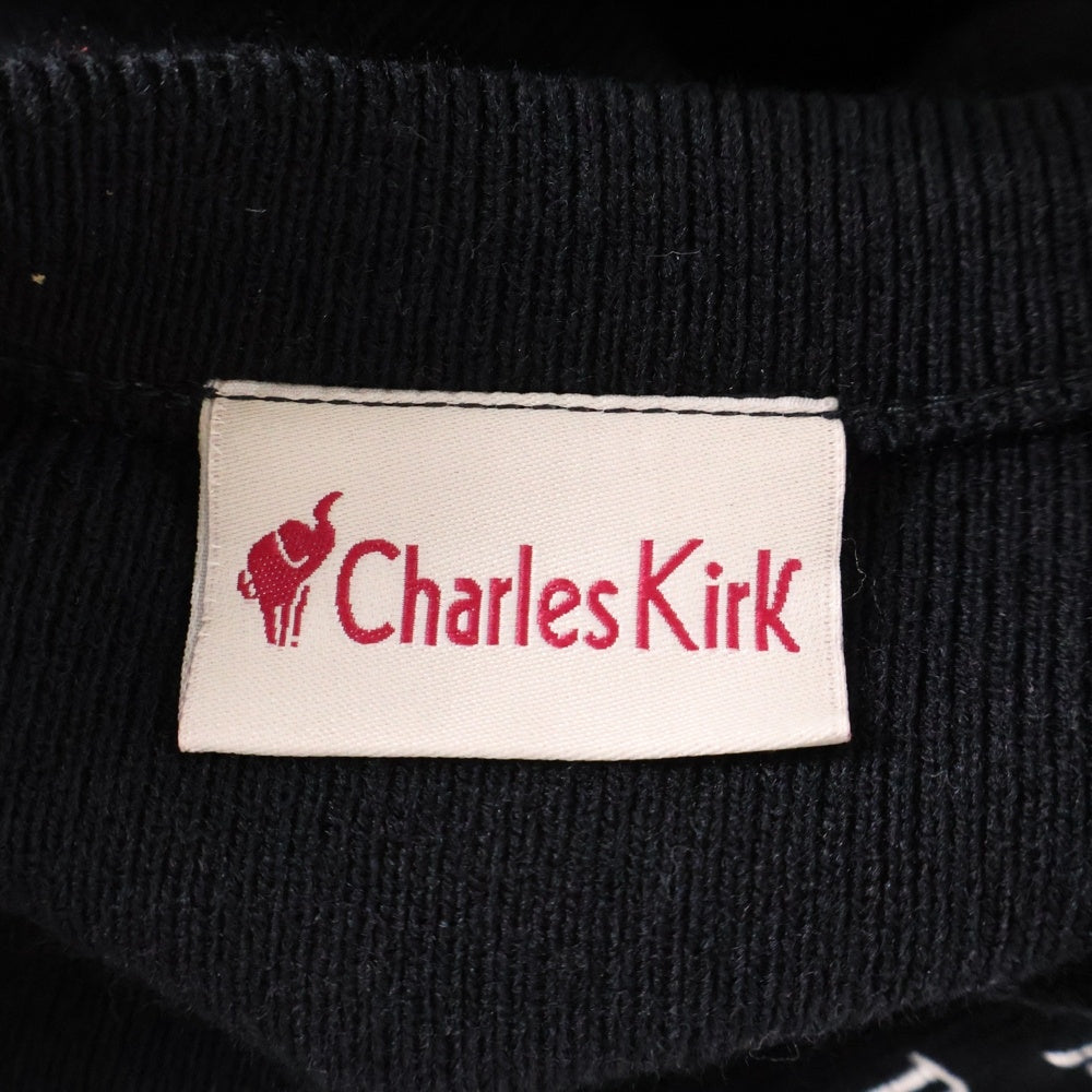 The Ennoy Professional(エンノイプロフェッショナル) 22AW ×CHARLES KIRK チャールズカーク ロゴ刺繍 アクリル ニット カーディガン ブラック