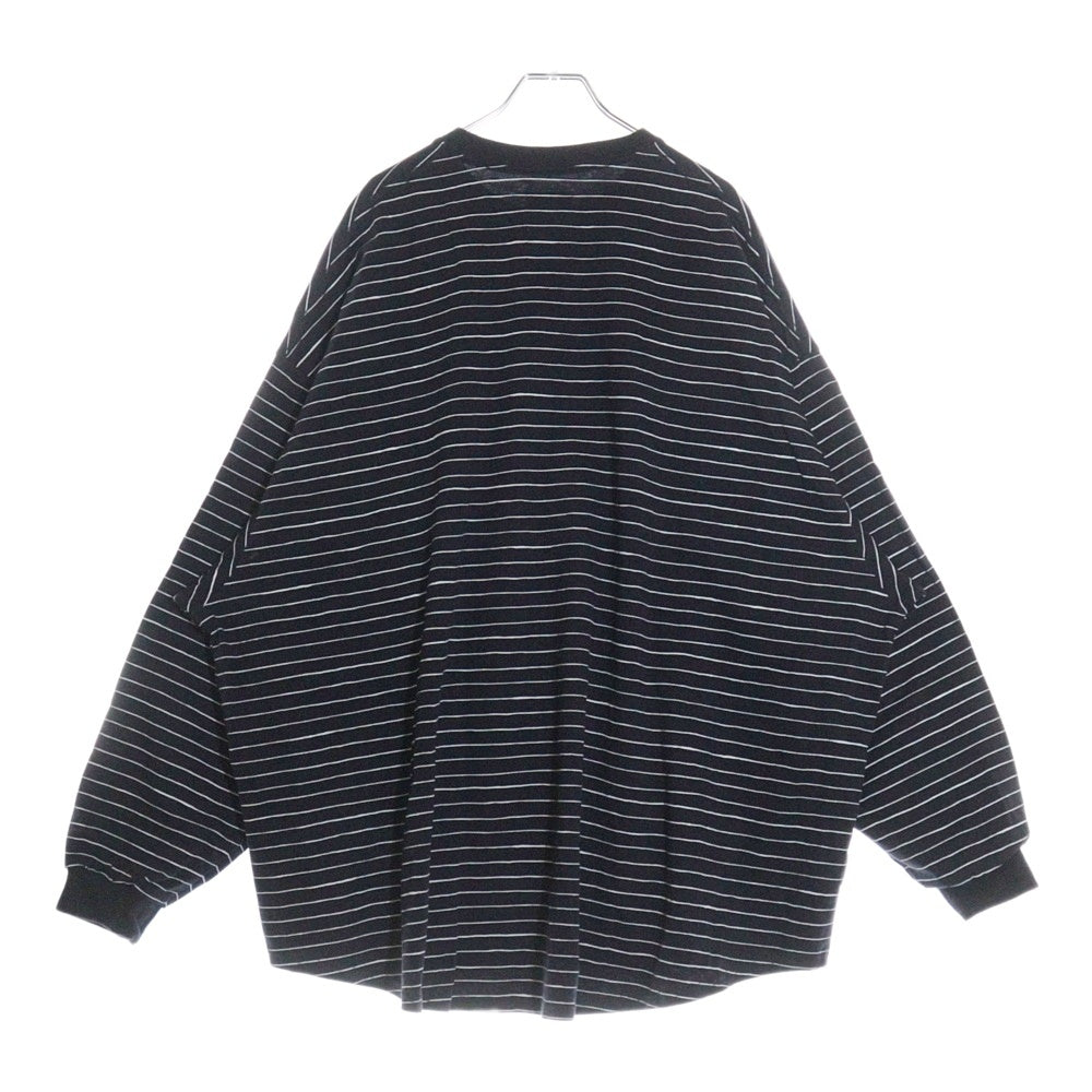 SEE SEE(シーシー) ×YES GOOD MARKET イエスグッドマーケット ロゴ刺繍 ボーダー クルーネック 長袖Tシャツ カットソー ネイビー