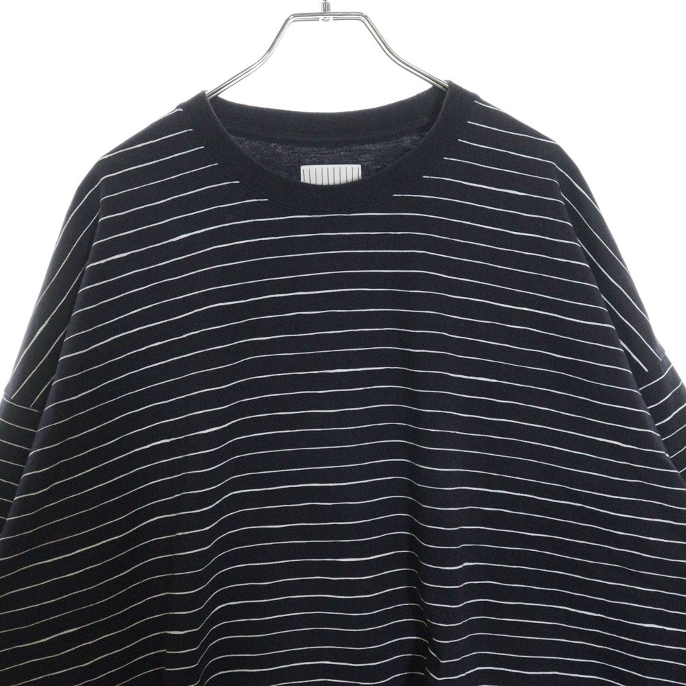 SEE SEE(シーシー) ×YES GOOD MARKET イエスグッドマーケット ロゴ刺繍 ボーダー クルーネック 長袖Tシャツ カットソー ネイビー
