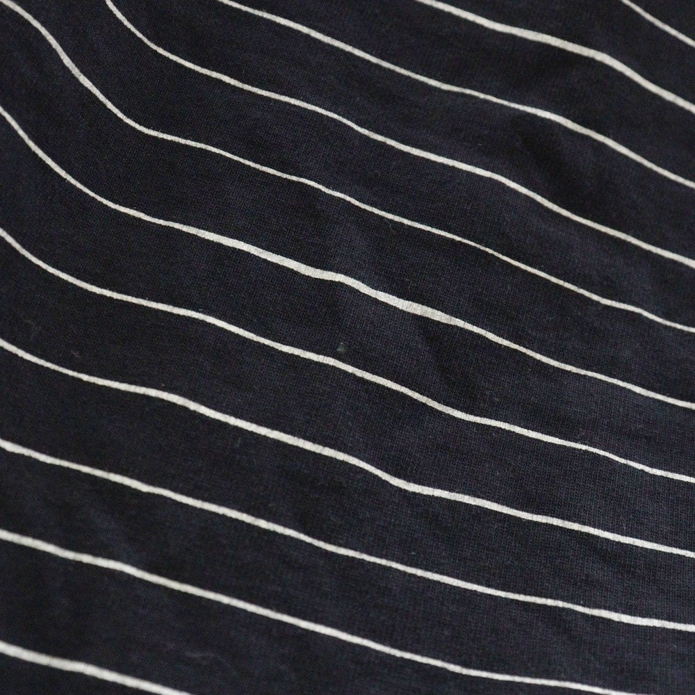 SEE SEE(シーシー) ×YES GOOD MARKET イエスグッドマーケット ロゴ刺繍 ボーダー クルーネック 長袖Tシャツ カットソー ネイビー