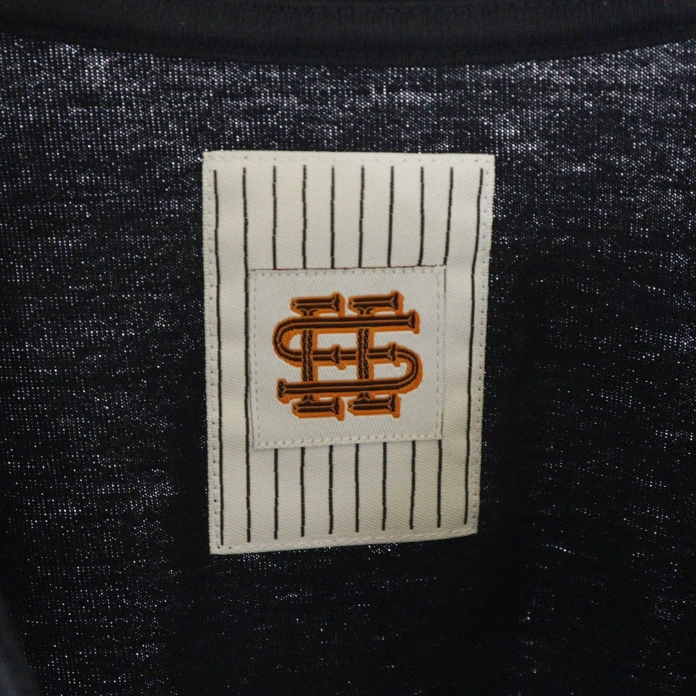 SEE SEE(シーシー) ×YES GOOD MARKET イエスグッドマーケット ロゴ刺繍 ボーダー クルーネック 長袖Tシャツ カットソー ネイビー