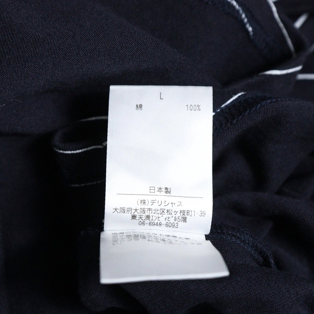 SEE SEE(シーシー) ×YES GOOD MARKET イエスグッドマーケット ロゴ刺繍 ボーダー クルーネック 長袖Tシャツ カットソー ネイビー
