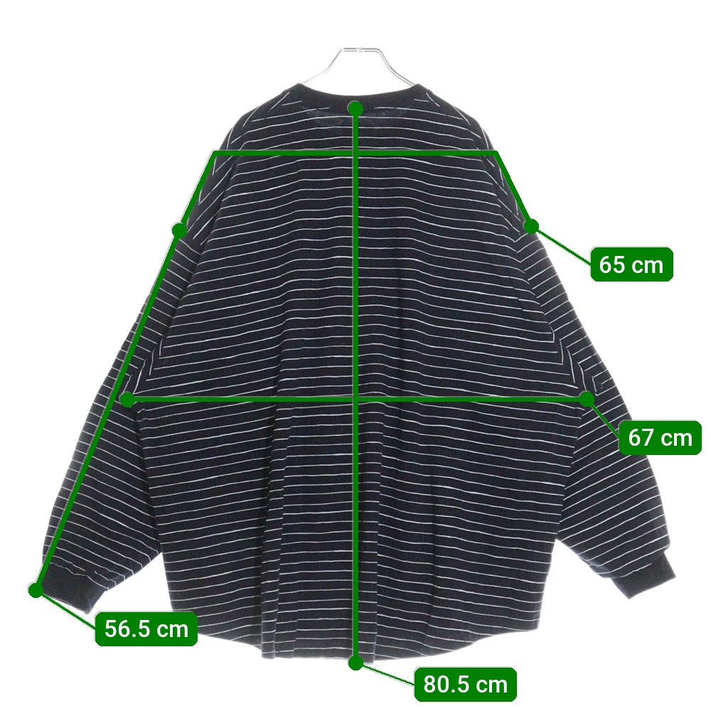 SEE SEE(シーシー) ×YES GOOD MARKET イエスグッドマーケット ロゴ刺繍 ボーダー クルーネック 長袖Tシャツ カットソー ネイビー