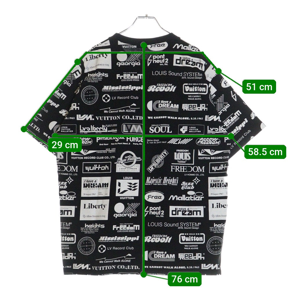 LOUIS VUITTON(ルイヴィトン) 19AW All Over Logo Tee RM192M NPG HHY20W オールオーバーロゴ プリントTシャツ 半袖カットソー ブラック