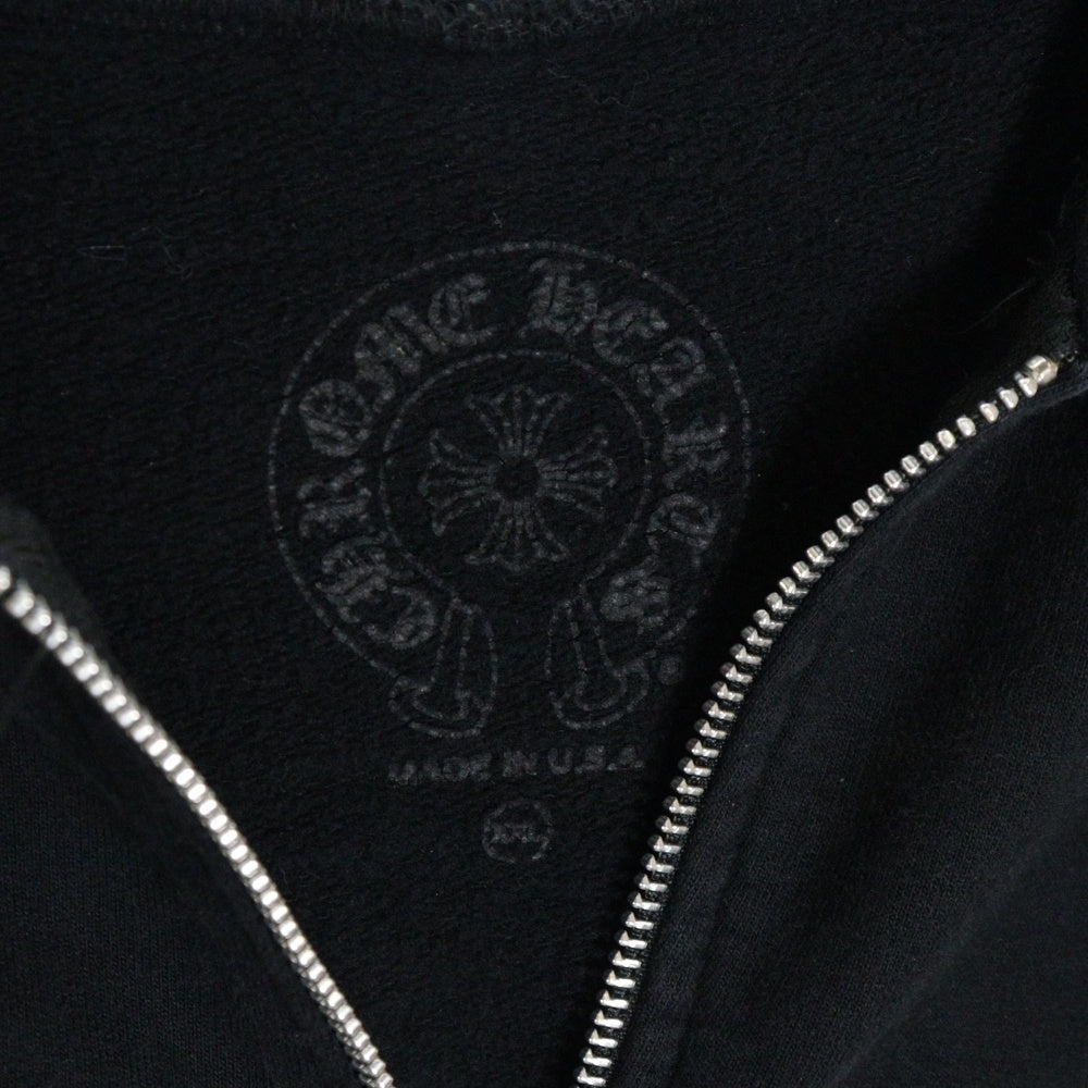 CHROME HEARTS(クロムハーツ) SWTSHRT HD ZIP 袖フローラル バックホースシュープリント ジップアップパーカー スウェット ブラック
