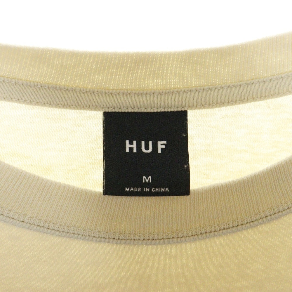 HUF(ハフ) REGIONAL L/S TEE サークルロゴ長袖Tシャツ ベージュ