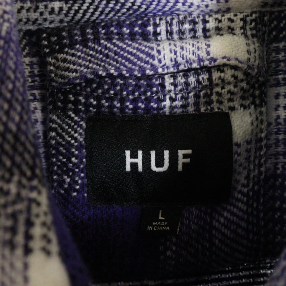 HUF(ハフ) HOMBRE PLAID L/S SHIRT チェック長袖ネルシャツ パープル