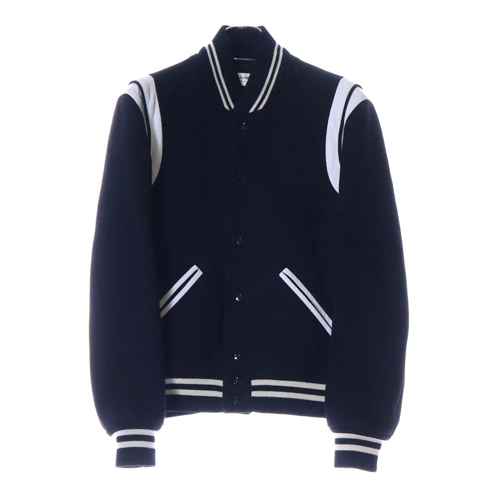 SAINT LAURENT PARIS(サンローランパリ) 15AW エディ期 Teddy Jacket テディジャケット ラムレザー切替ブルゾン スタジャン ブラック 354718 YYL80