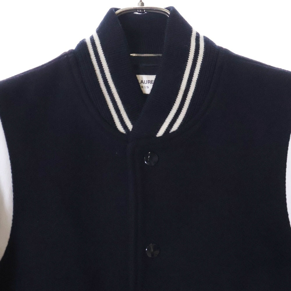 SAINT LAURENT PARIS(サンローランパリ) 15AW エディ期 Teddy Jacket テディジャケット ラムレザー切替ブルゾン スタジャン ブラック 354718 YYL80