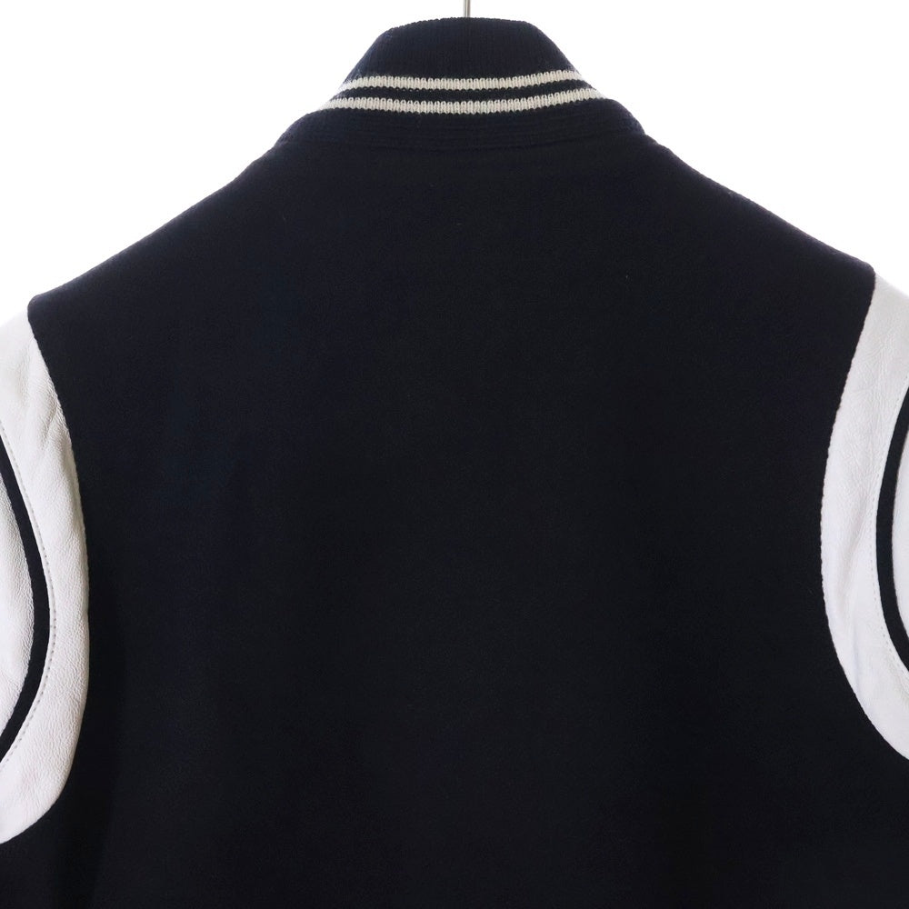 SAINT LAURENT PARIS(サンローランパリ) 15AW エディ期 Teddy Jacket テディジャケット ラムレザー切替ブルゾン スタジャン ブラック 354718 YYL80