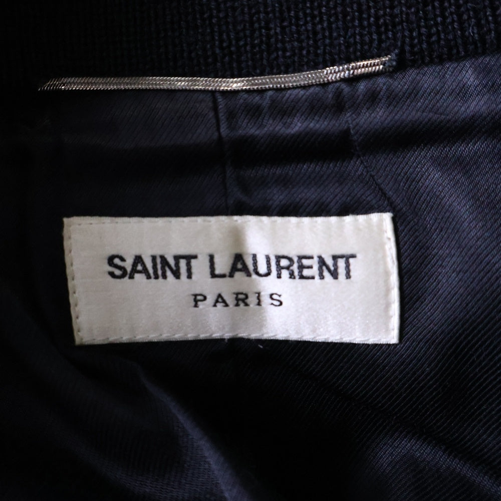 SAINT LAURENT PARIS(サンローランパリ) 15AW エディ期 Teddy Jacket テディジャケット ラムレザー切替ブルゾン スタジャン ブラック 354718 YYL80